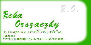 reka orszaczky business card